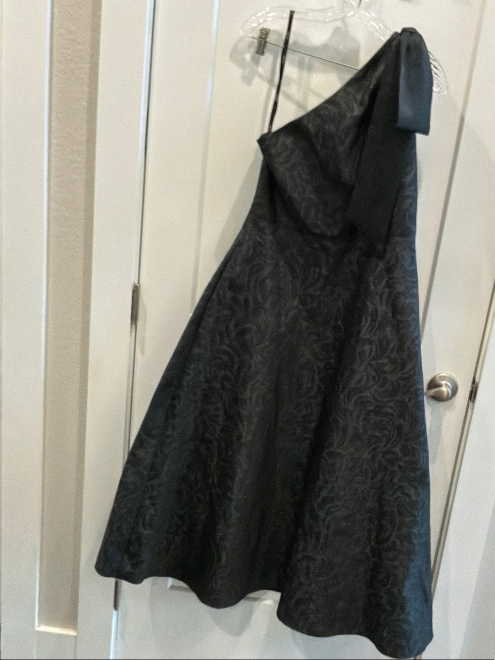 NWT Kate Spade 10 Black One-Shoulder A-Line Dress Bow Accent Pockets Lined 548